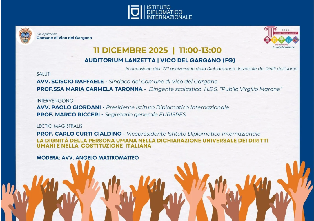 IDI: Diritti dell'uomo, lectio magistralis prof. Curti Gialdino a Vico del Gargano